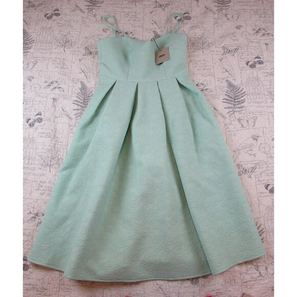 NEW NWT ASOS mint green Midi Skater Dress in Bonded Texture womens size 8 - Picture 2 of 9